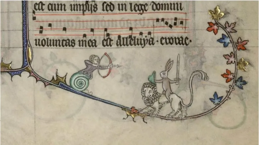 Smithfield Decretals, c. 1300, British Library, London, UK. Detail .