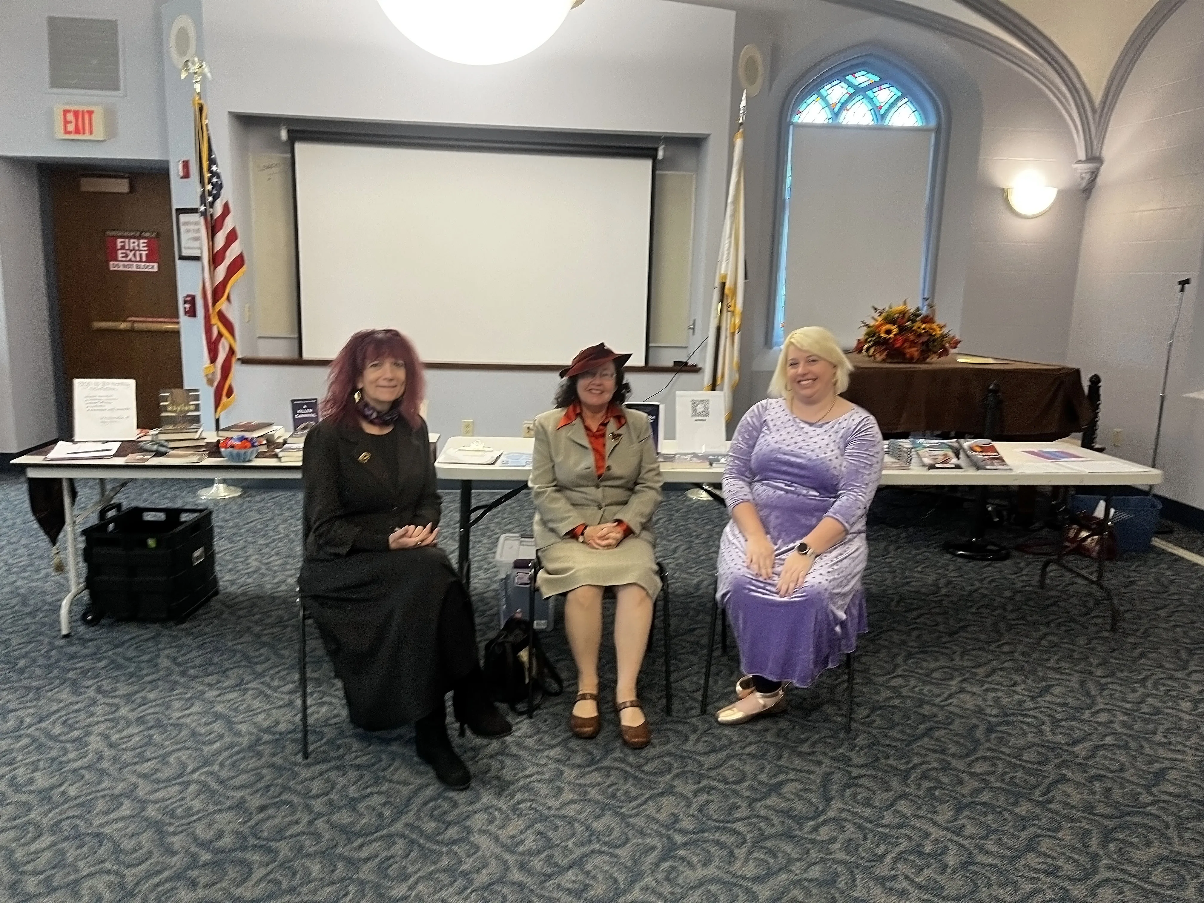 Jeannette de Beauvoir with Sisters in Crime in Cumberland, Rhode Island.