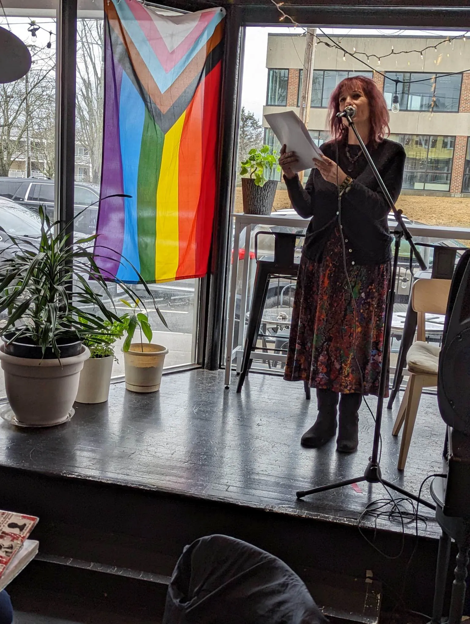 Jeannette de Beauvoir reading at Voices of Poetry at Bread and Roses.